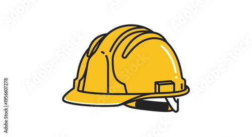 A vibrant yellow hard hat illustration presented as a bold graphic with clean lines a striking silhouette high quality professional detailed