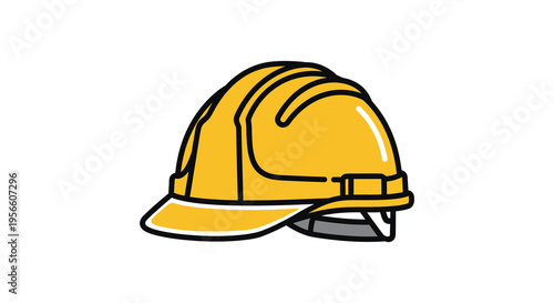 A vibrant yellow hard hat is prominently displayed showcasing safety equipment in a striking graphic silhouette high quality professional detailed modern
