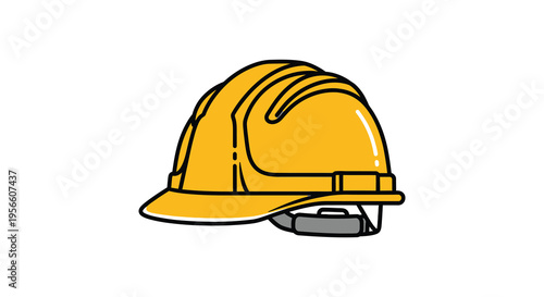 A vibrant yellow hard hat illustration with bold lines and a flat design emphasizing workplace safety silhouette high quality professional detailed