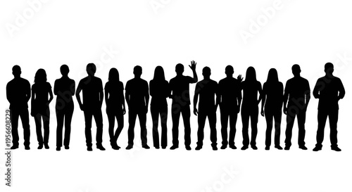 A group of people stand together in a line outdoors