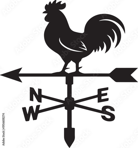 Weather Vane Rooster Roof Village Silhouettes