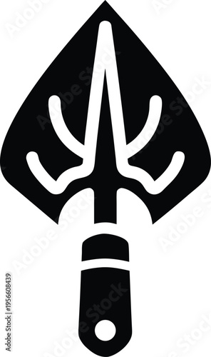 a trowel with pointed scoop and short handle the entire image silhouette vector illustration on transparent background
