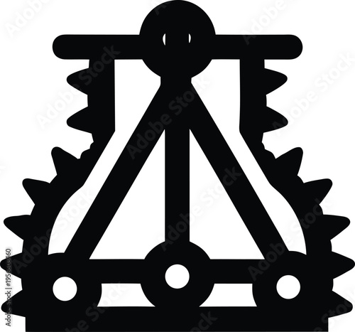 a trebuchet with counterweight and sling the entire image silhouette vector illustration on transparent background