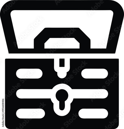 a toolbox with hinged lid and latch the entire image silhouette vector illustration on transparent background