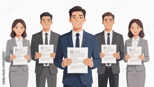 Business people holding documents