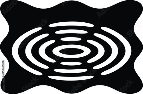 a rain puddle with concentric ripple lines the entire image silhouette vector illustration on transparent background