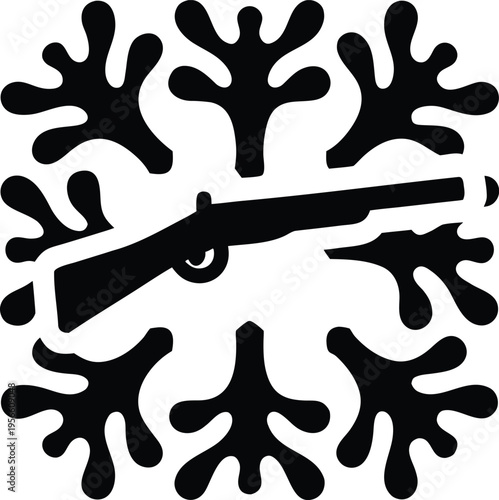 a musket with long barrel and stock the entire image silhouette vector illustration on transparent background