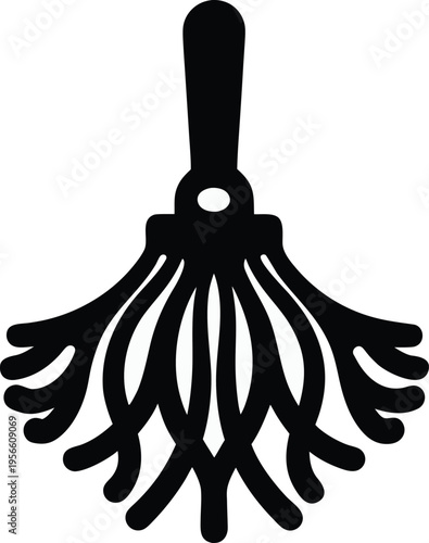 a mop with string head and wringer handle the entire image silhouette vector illustration on transparent background