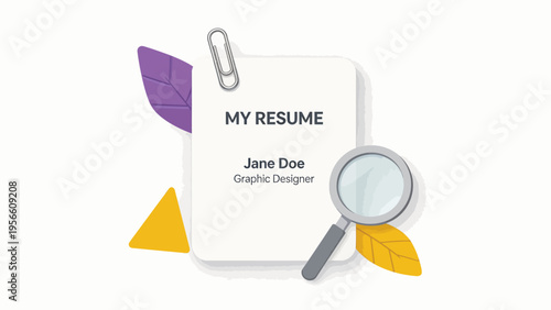 Resume graphic with magnifying glass