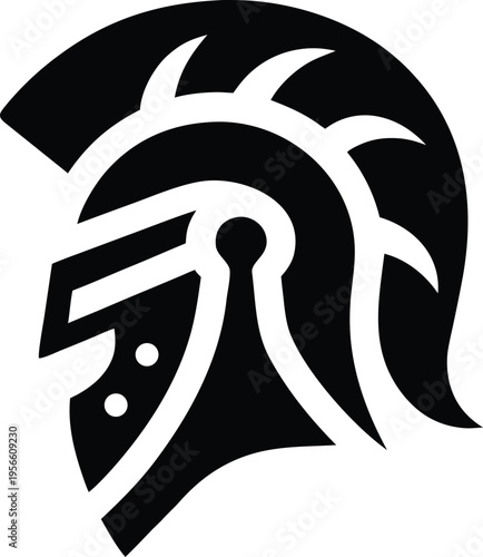 a helmet medieval style with visor slit the entire image silhouette vector illustration on transparent background