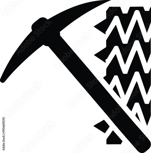 a hoe with flat blade and angled neck the entire image silhouette vector illustration on transparent background