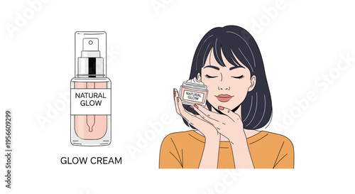 Woman applying natural skincare cream in soft warm lighting for beauty advertising