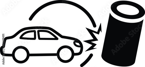 Car crash icon, collision symbol, accident graphic, vehicle impact illustration, road safety warning, traffic hazard sign, automotive emergency alert design