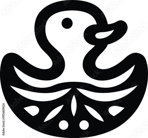 a duck with rounded body and flat bill the entire image silhouette vector illustration on transparent background