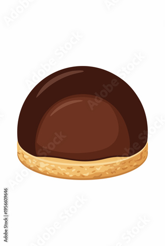 Isolated digital illustration of a chocolate-covered dome biscuit