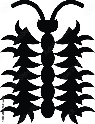 a cricket with curved antennae and body the entire image silhouette vector illustration on transparent background