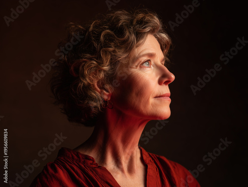Retrato de mujer con luz roja