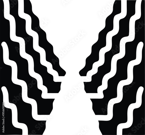 a canyon with layered rock walls the entire image silhouette vector illustration on transparent background