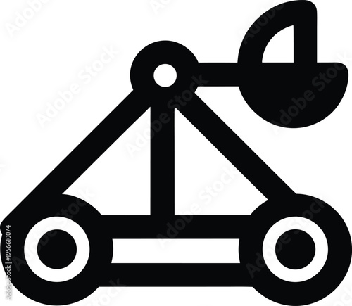 a catapult with arm and base frame the entire image silhouette vector illustration on transparent background