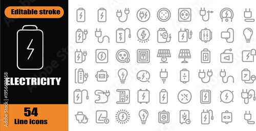 Electricity icons on white background.