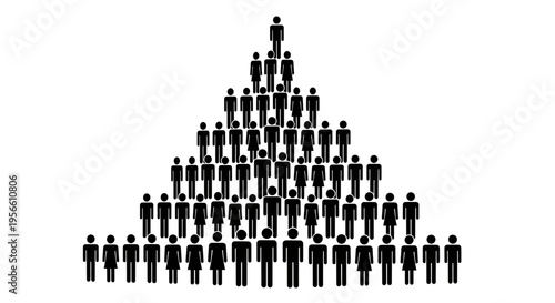 A large group of people form a pyramid shape standing together