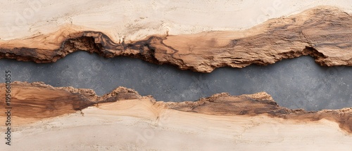 Natural Live Edge Wood and Stone Abstract Background