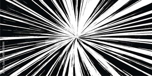 A high contrast black and white abstract background with lines converging toward the image center