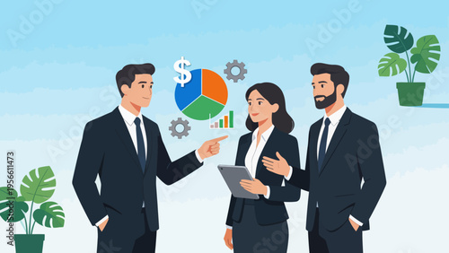 Business team discussing financial data