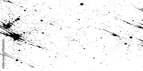 Abstract high contrast black and white texture with distressed grainy particles and dark streaks