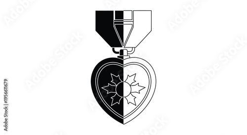 Purple Heart Medal Vector Icon Illustration