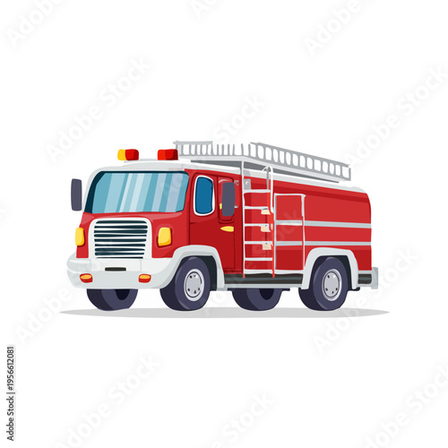 Red Fire Truck Vehicle with Ladder and Lights
