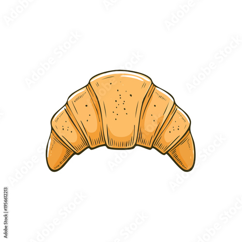 Golden Brown Croissant Pastry Delicious Baked Food Illustration