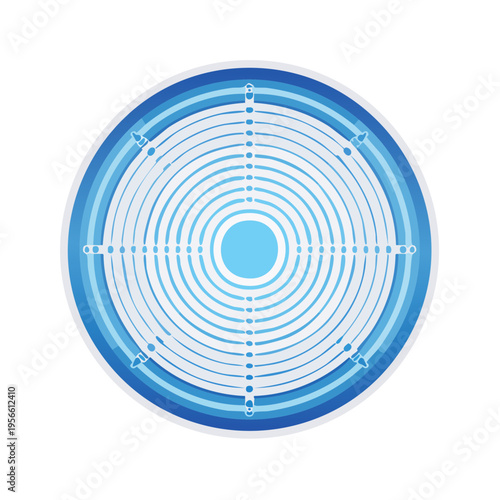 Abstract Blue Radar Scope with Concentric Circles and Target Reticle