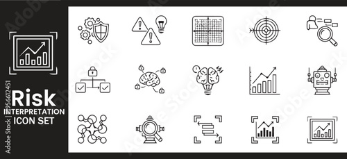 Risk Interpretation and Strategic Business Decision Analytics Icon Set