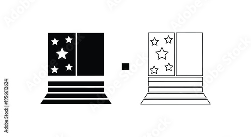 American Flag Icon Set Vector