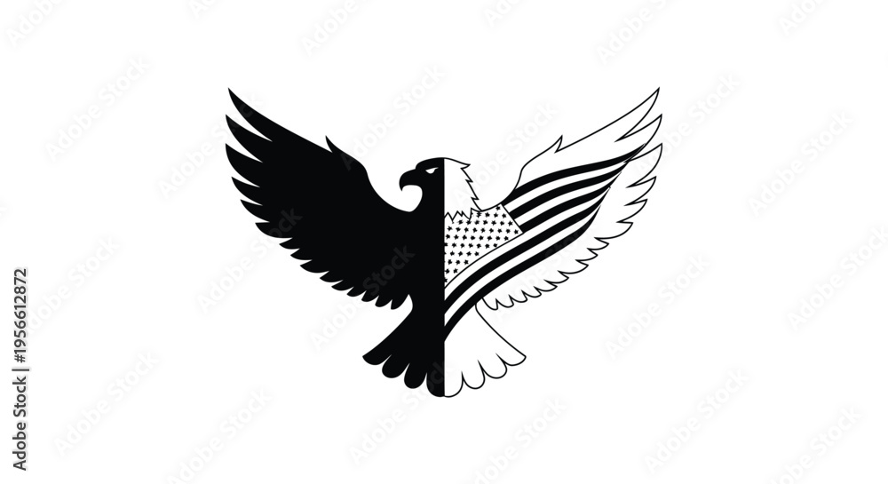 Fototapeta premium Black and White Eagle Vector Illustration