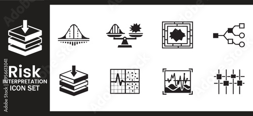 Risk Interpretation and Quantitative Data Analysis Icon Set