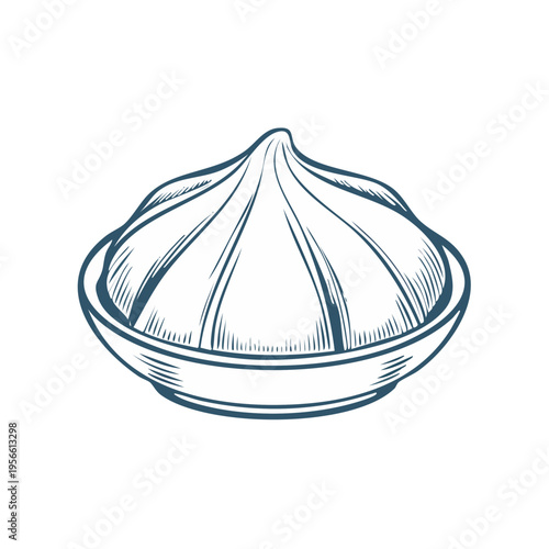 Hand Drawn Illustration of a Garlic Bulb with Leafy Texture