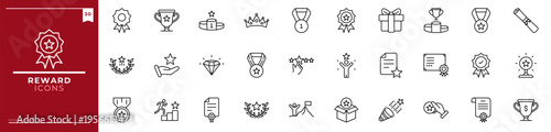 Reward, Outline icons collection. Simple vector illustration
