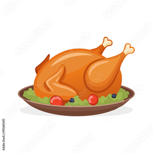 Delicious Roasted Whole Turkey Platter with Festive Garnish Ready for Celebration