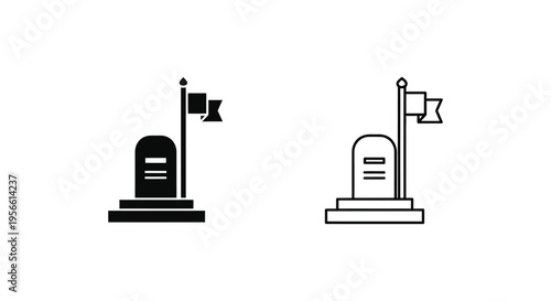 Tombstone with Flag Icon Vector Set