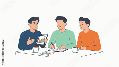 Three people collaborating at a table