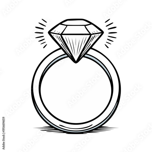 Sparkling Diamond Engagement Ring Illustration