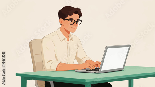 Man working on laptop at desk