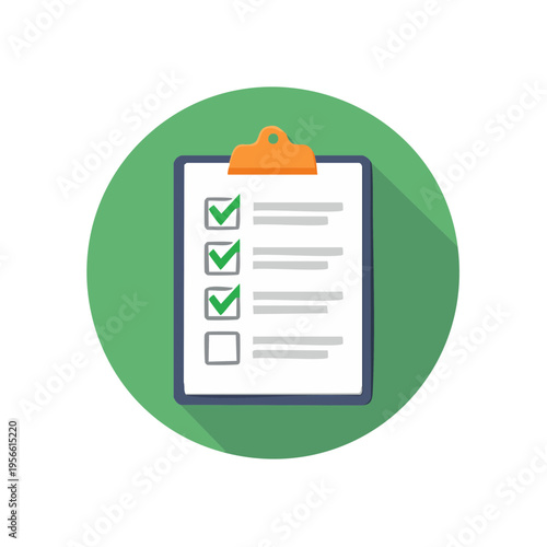 Clipboard with checklist and checkmarks showing completed tasks and pending item