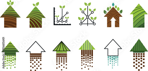 Eco friendly growth and development icons