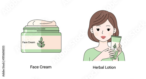 Woman applying herbal face cream in soft natural lighting for skincare advertising