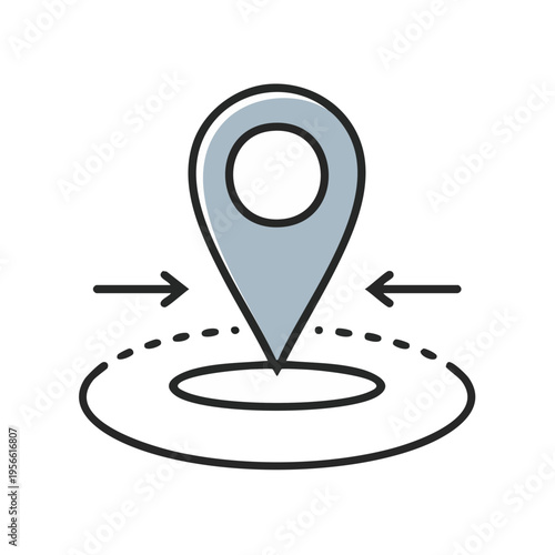Location pin icon pointing to a destination with inbound arrows