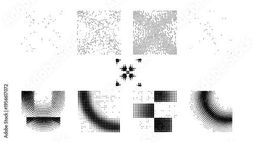 Intricate black and white geometric patterns arranged in a circular formation with a central star Vector