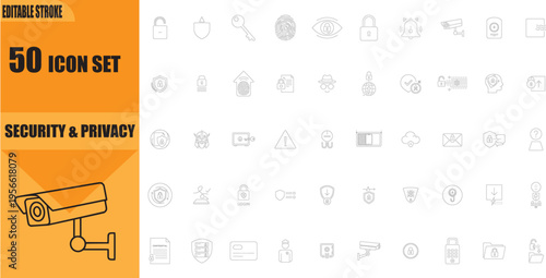 Security camera icon set detail.